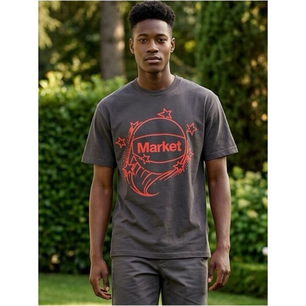 NWT MARKET Unisex Black Short Sleeve Graphic Tee Shirt Basketballl Logo Size L